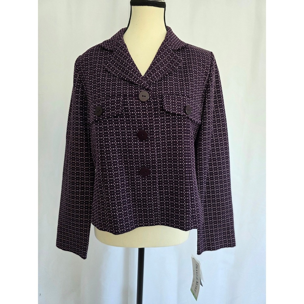 Danny & Nicole Blazer Size‎ 8 Purple White Dot Print Button Front Jacket